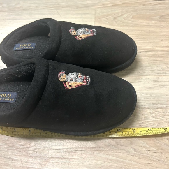 Polo Ralph Lauren Slippers Sledding Bear Black Slip On Men Sz 9 Comfort Classic - Picture 10 of 10